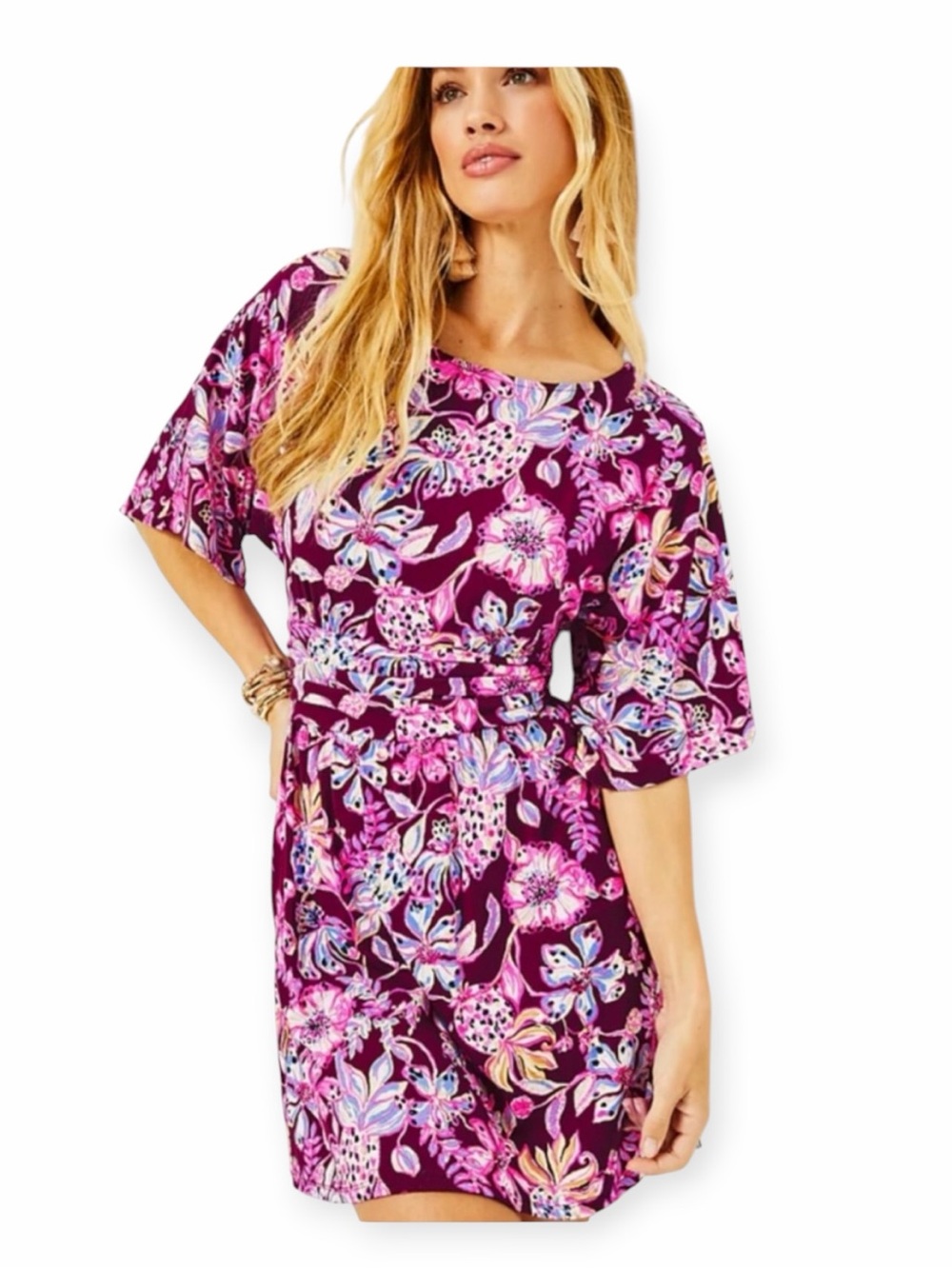Lilly Pulitzer Purple Floral Belted Kids Dress